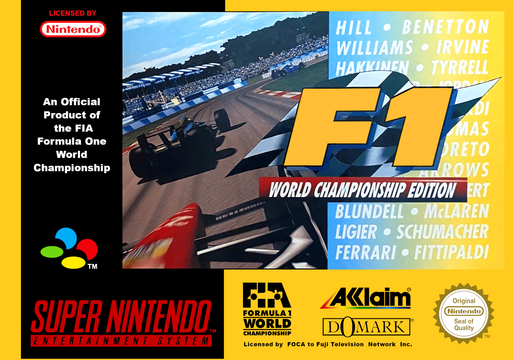 F1 World Championship Edition box art for Super Nintendo